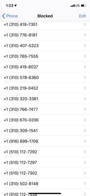 Just a screen shot from the repeated numbers that call me harassing me to book a trip. I block it... they change it.