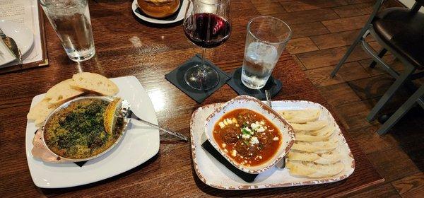 Escargot with garlic, lamb meat balls and a wonderful sweet twisted grape wine