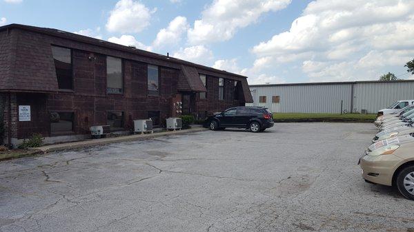 The back parking lot of new office at 310 Tiger Lane