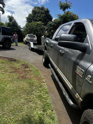 Lining up the trailer.