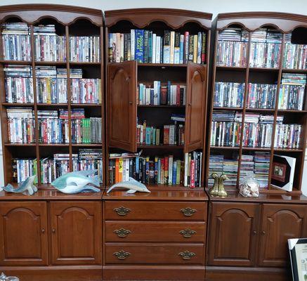 bookcases, Movies - DVD, VHS, CDs'