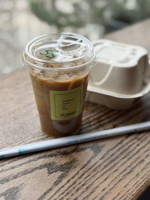 Iced sea salt caramel latte with oat milk