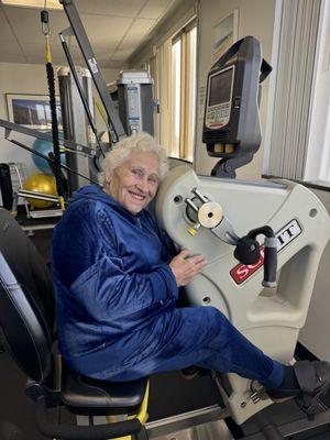 My grandma at physical therapy office