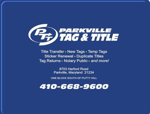 Parkville Tag & Title
