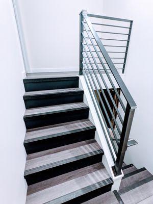 Interior Raw Steel Stair Railings & Nosing Caps.