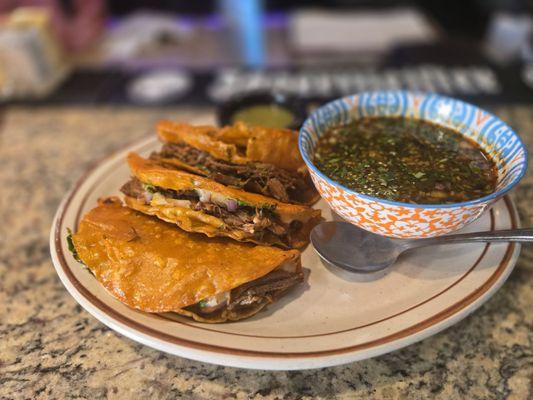 Quesa Birria. Not on the menu but on special sometimes. So frikin good.