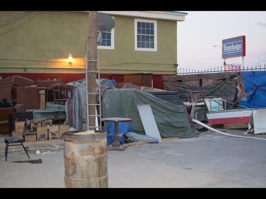 The view from outside my door. permanent residents, and none of the window shades were fire-proof (required by law)