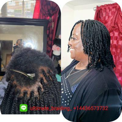 Kinky Tiwist on short hair