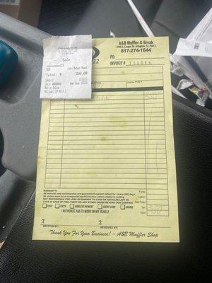 Invoice with Warranty information