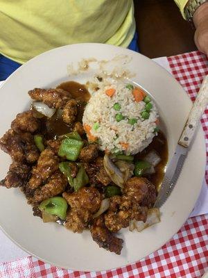 Orange chicken and fried rice