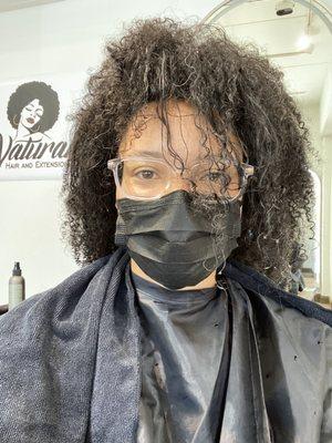 My natural hair after being washed.