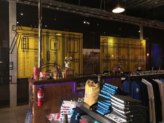 A fire truck display using real water hose