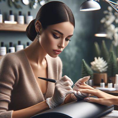 meticulous applying gel nail polish to nails