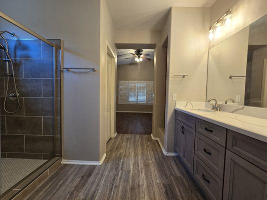 Master Bath with New Vanity, Shower, Floors and Painting