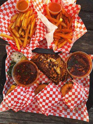 Cajun fries have a kick! The birria tacos