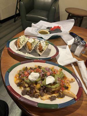 Carne Asada Fries and Fish Tacos