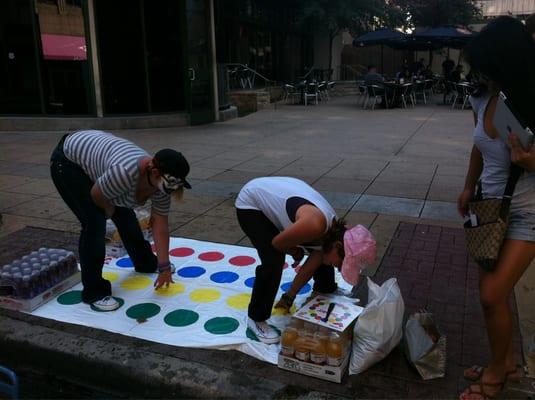 Dallasites playing Twister at (PARK)ing Day Dallas