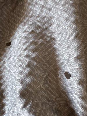 Holes from cigarettes I'm guessing