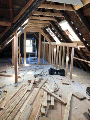 Roof Framing Progress : 869 Alvarado Street, CA 94114