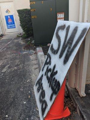 Covid-19 social distancing pickup at the rear of the store.