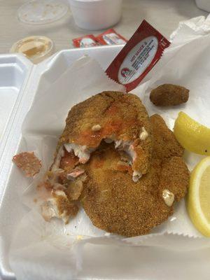 Looks can be deceiving looked to be cooked it was unseasoned and hard but piping hot!!