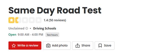 Same Day Road Test