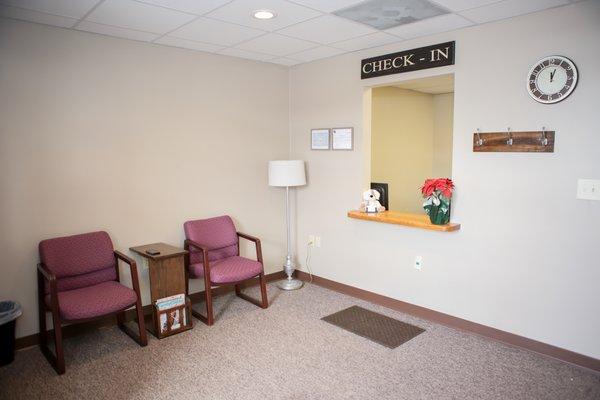 Just like our check-out window, our check-in window is wheelchair accessible.