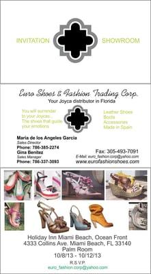 Show room invitation in Holidayinn hotel @ 4333 Collings Ave. Miami Beach Fl