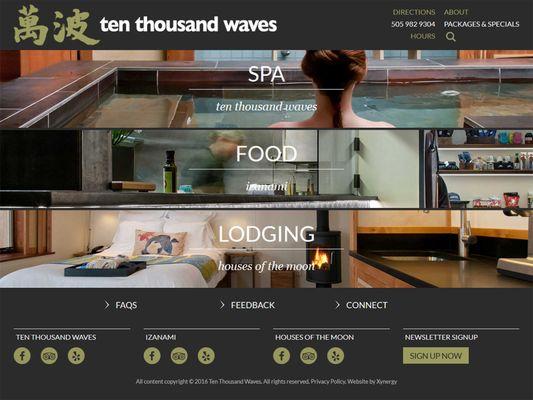 Ten Thousand Waves custom designed website is user-friendly and very popular.