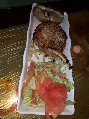 Excellent, moist pork chop - very large, generous size.