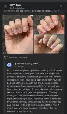 UNPROFESSIONAL RESPONSE!!