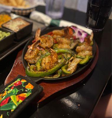 Shrimp fajitas - classic. Can't go wrong