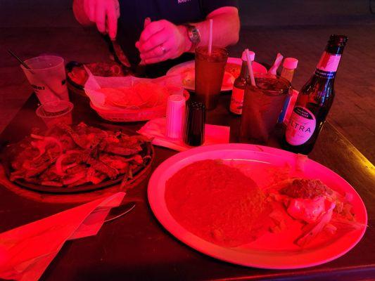 Steak fajitas with extra beans