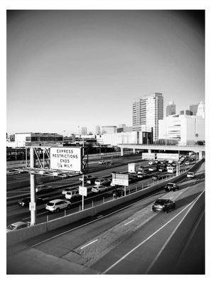 Patsaouras bus plaza has a great view of the freeway. #bnwphoto #earlymorningvibe