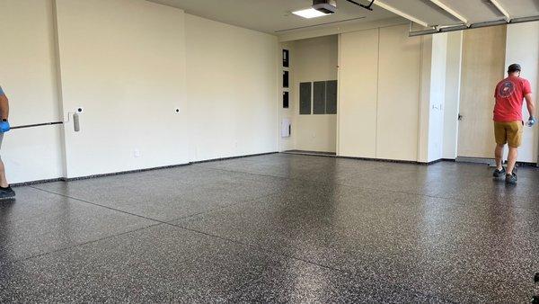 Garage floor flake
during install.