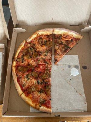 Large cheese with eggplant and basil