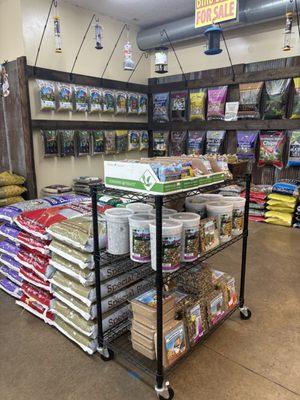 Birdseed everywhere!