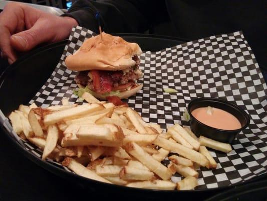 BLT Burger, fries seperate 3.50...little spendy for such a tiny amount!