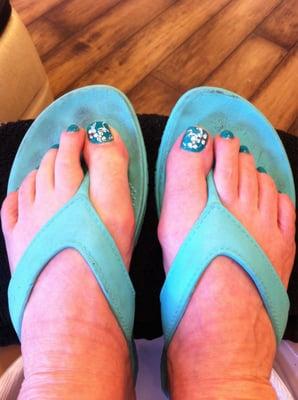 My pedicure. Beautiful with flowers