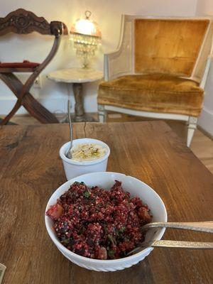 Delicious beet salad and pudding