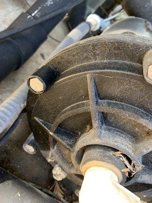 Busted booster pump head unit.