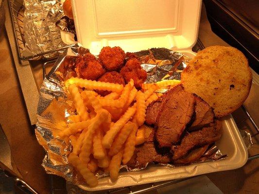 Brisket Sandwich, French Fries, and Mouth watering Potatoe Ball!!