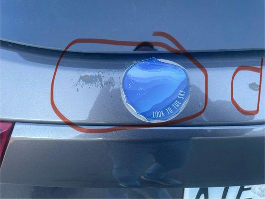 I mentioned this damage on three separate occasions to Mike. Picked up my car eight weeks later, and the damage was not fixed.