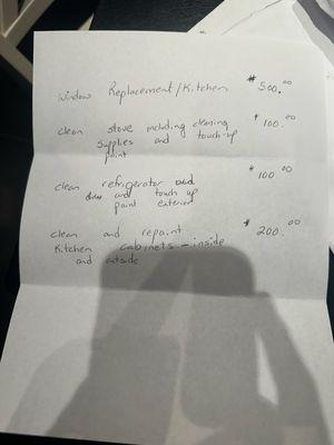 The "itemized bill" they gave me