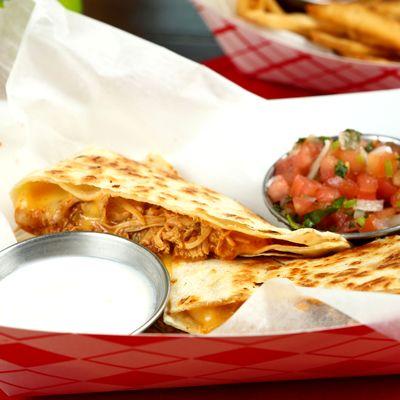 Shredded chicken quesadilla