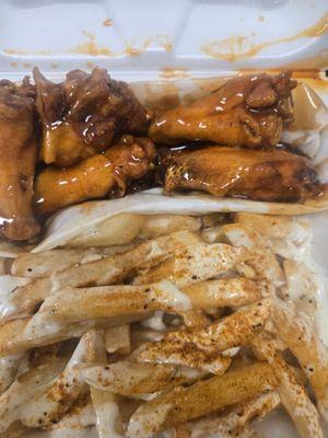 Bourbon Glaze Wings and Cajun Ranch Fries