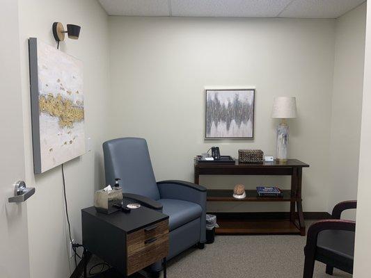 Private room for consultations, talk therapy, and ketamine therapy