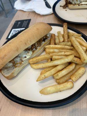 Chicken Philly with fries