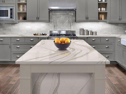Quartz countertop that mimics the look of marble