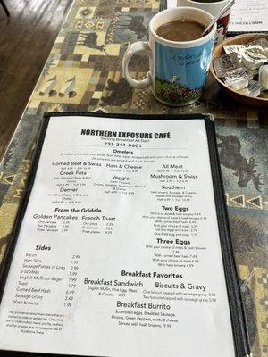 Breakfast menu